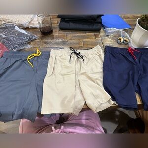 Men's Athletic Shorts - Gray, Beige, and Navy